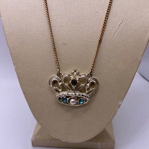 Vintage costume crown necklace